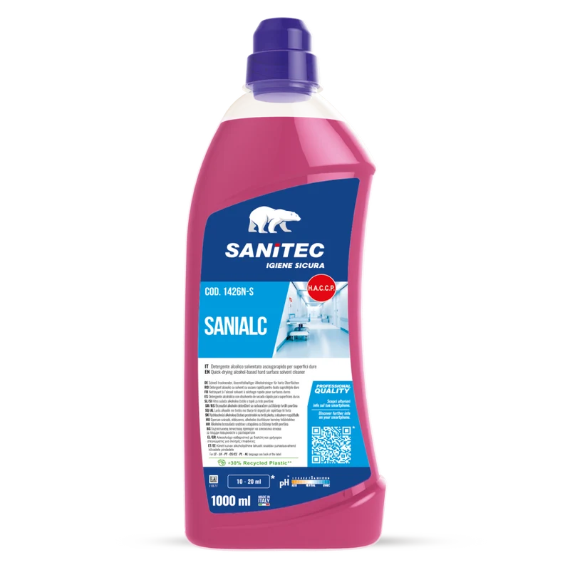 Detergente alcolico asciugarapido per pavimenti e superfici Sanitec Sanialc 1 litro DISPONIBILE IN 7 GIORNI LAVORATIVI