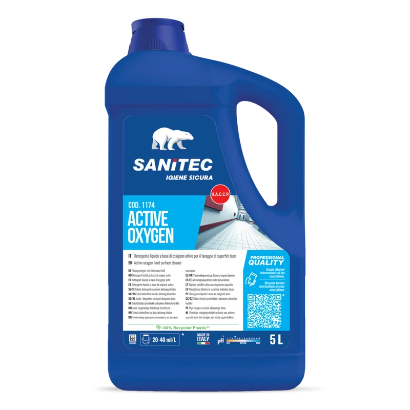 Detergente all'ossigeno attivo per superfici Sanitec Active Oxygen 2x5 litri DISPONIBILE IN 7 GIORNI LAVORATIVI
