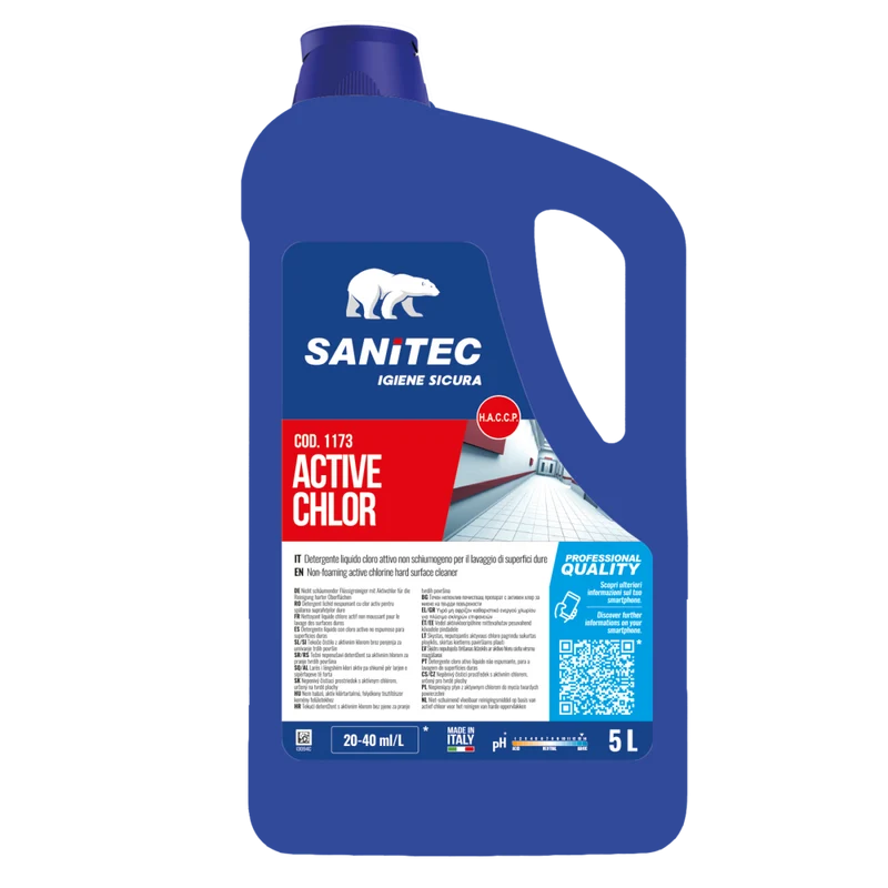 Detergente clorinato per superfici dure Sanitec Active Chlor 5 litri DISPONIBILE IN 7 GIORNI LAVORATIVI