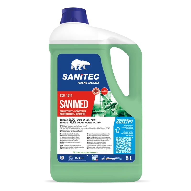 Disinfettante concentrato per superfici Sanitec Sanimed Non Profumato 2x5 litri DISPONIBILE IN 7 GIORNI LAVORATIVI
