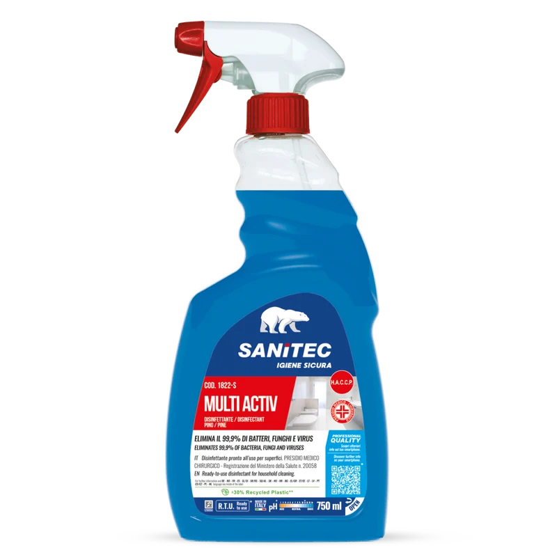 Disinfettante PMC pronto all'uso per superfici Sanitec Multi Activ Pino 750 ml DISPONIBILE IN 7 GIORNI LAVORATIVI