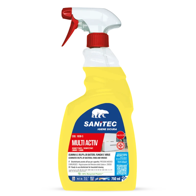 Disinfettante PMC pronto all'uso per superfici Sanitec Multi Activ Limone 6x750 ml DISPONIBILE IN 7 GIORNI LAVORATIVI