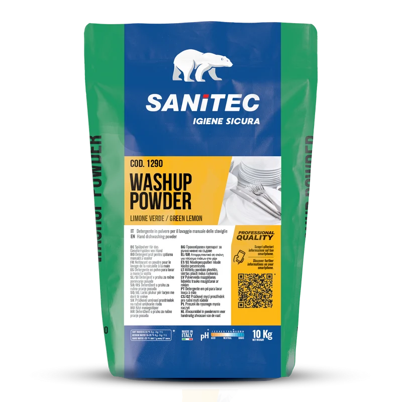 Detergente in polvere per lavaggio manuale stoviglie Sanitec Wash Up Powder Green Lemon 8 kg DISPONIBILE IN 7 GIORNI LAVORATIVI