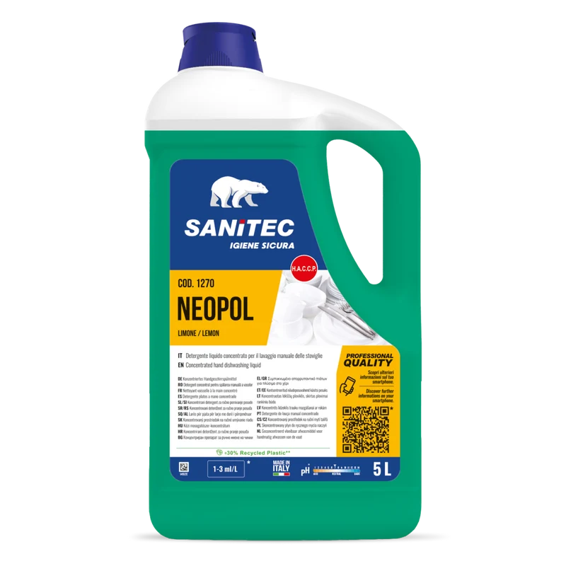 Detergente concentrato per lavaggio manuale stoviglie Sanitec Neopol Limone 2x5 litri DISPONIBILE IN 7 GIORNI LAVORATIVI