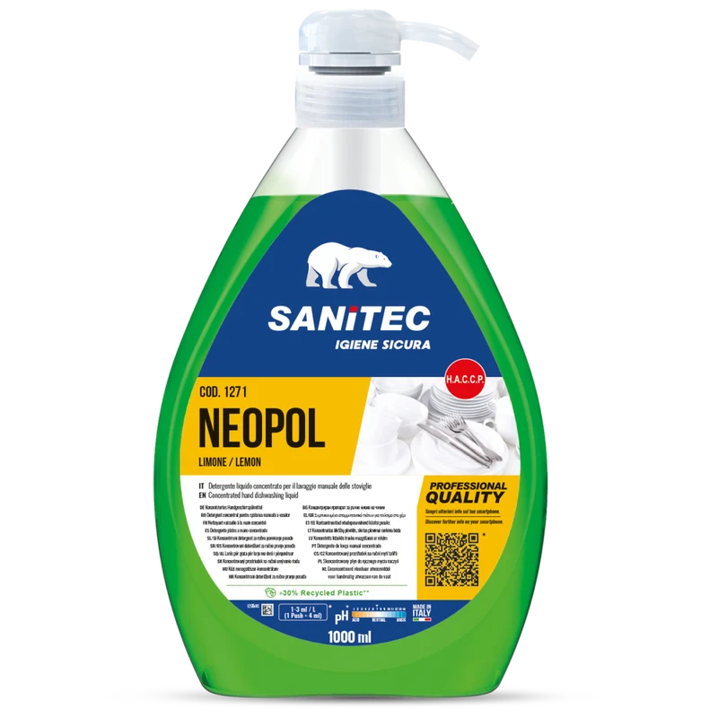 Detergente concentrato per lavaggio manuale stoviglie Sanitec Neopol Limone 6x1 litro DISPONIBILE IN 7 GIORNI LAVORATIVI