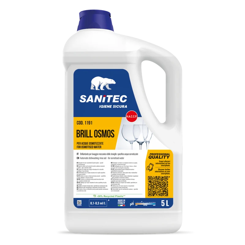 Brillantante per lavastoviglie acque osmotizzate Sanitec Brill Osmos 5 litri DISPONIBILE IN 7 GIORNI LAVORATIVI
