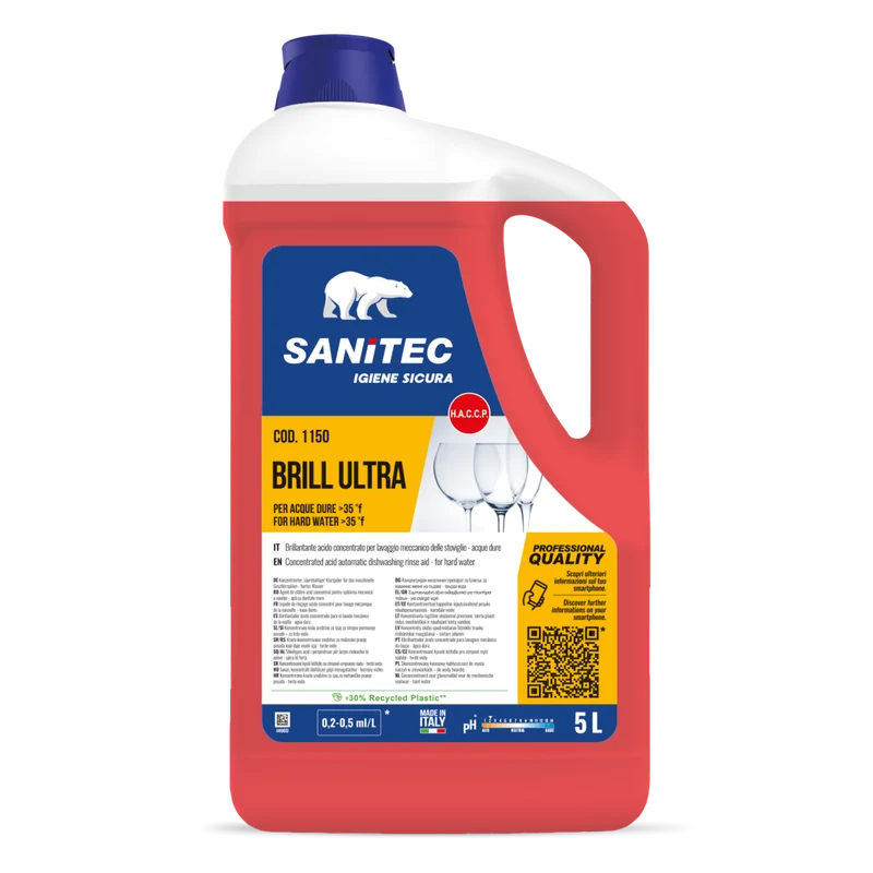 Brillantante per lavastoviglie acque dure Sanitec Brill Ultra 5 litri DISPONIBILE IN 7 GIORNI LAVORATIVI