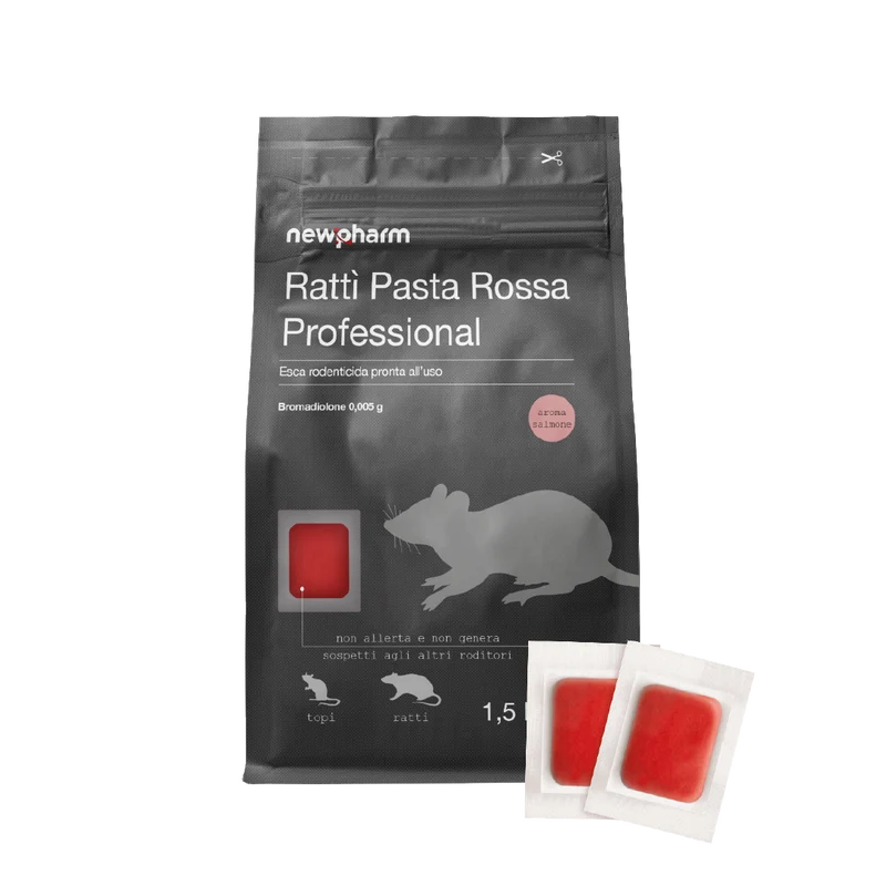 Esca rodenticida derattizzante per topi e ratti Rattì Pasta Rossa 1,5 kg