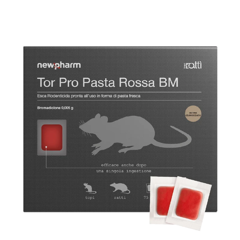 Esca rodenticida derattizzante per topi e ratti Tor Pro Pasta Rossa 1,5 kg
