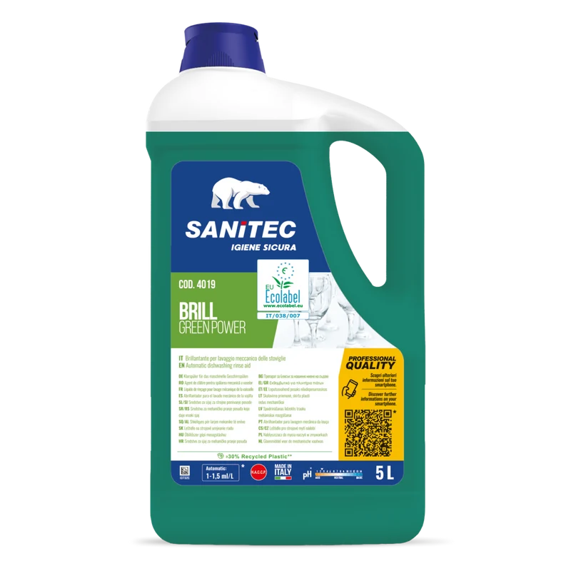 Brillantante Ecolabel per lavaggio stoviglie Sanitec Brill Green Power 5 lt