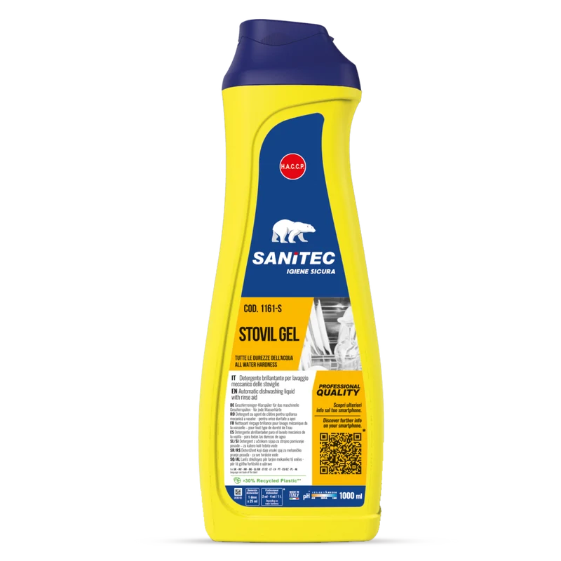 Detergente brillantante per lavaggio stoviglie Sanitec Stovil Gel 1 lt