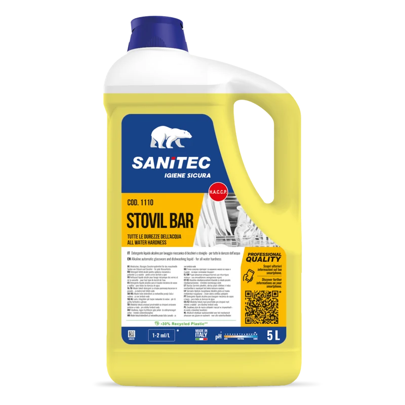 Detergente per lavaggio di bicchieri e stoviglie Sanitec Stovil Bar 5 lt