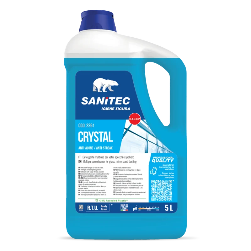 Detergente multiuso per vetri e polvere Sanitec Crystal 5 litri